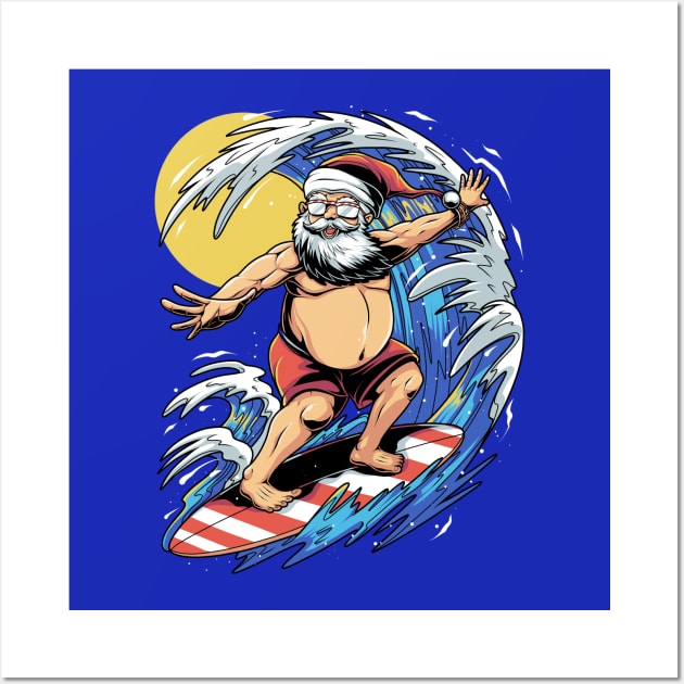 Surfing Santa Wall Art by BDAZ